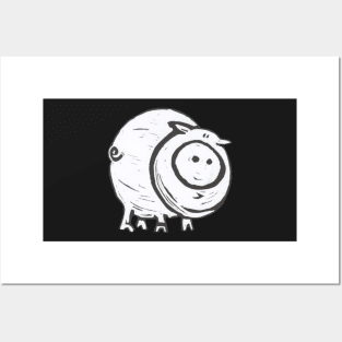 Pig, black and white. Posters and Art